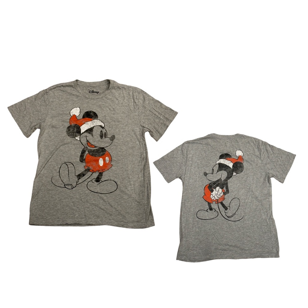 DISNEY - Gray Mickey Santa Shirt